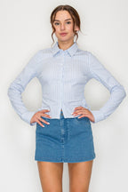 DT 1951 - Side Ruched Striped Top