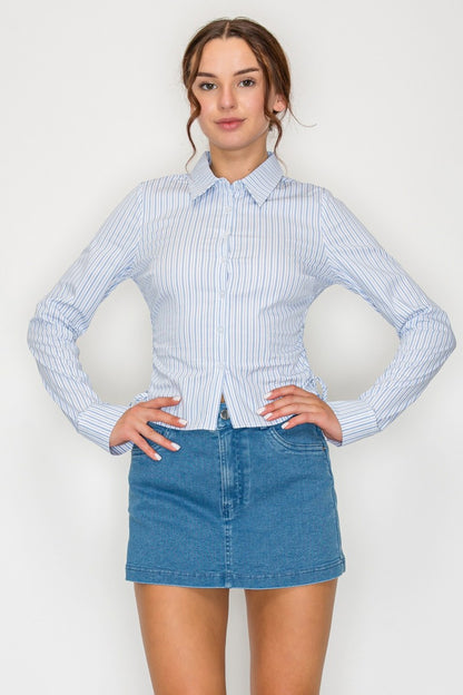 DT 1951 - Side Ruched Striped Top