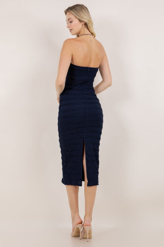 DD 1373 - Strapless Textured Midi Dress