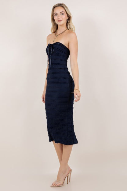 DD 1373 - Strapless Textured Midi Dress