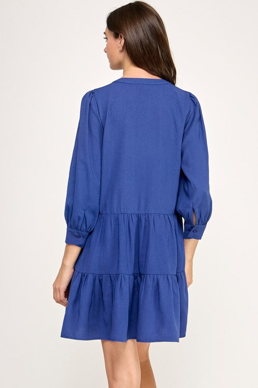 CD 3709 - Tiered Long Sleeve Dress