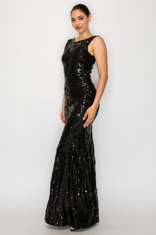 LD 613 - Sequin Embroidered Mermaid Dress
