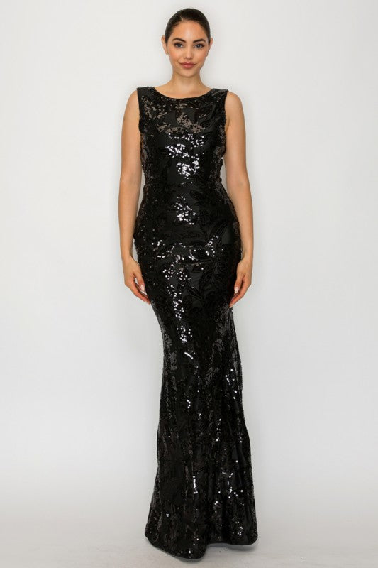 LD 613 - Sequin Embroidered Mermaid Dress