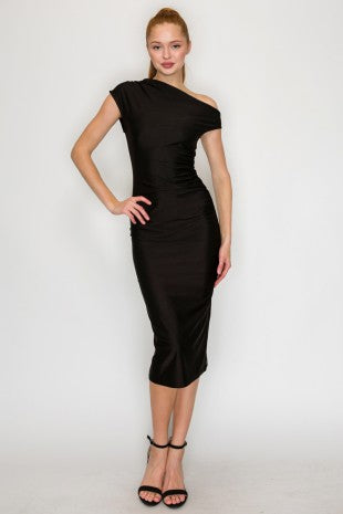DD 1460 - Draped Twisted Asymmetric Dress