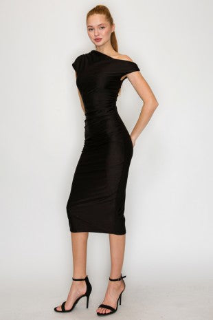 DD 1460 - Draped Twisted Asymmetric Dress