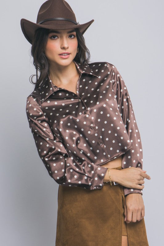DT 1848 - Cropped Satin Shirt