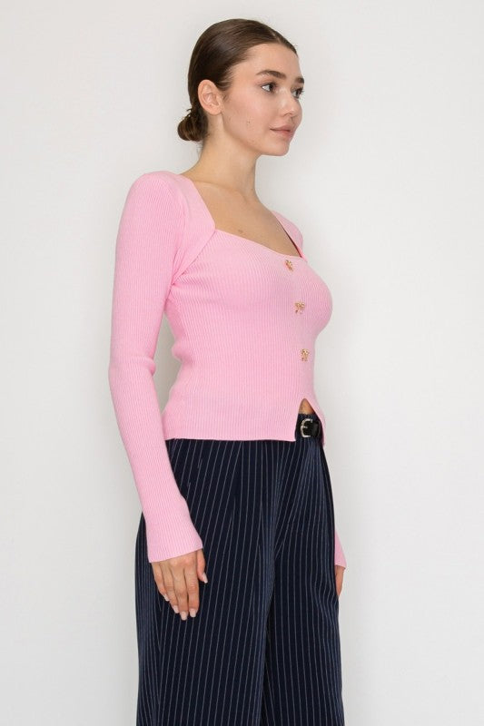 DT 1834 - Square Neck Sweater Top