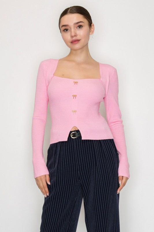 DT 1834 - Square Neck Sweater Top