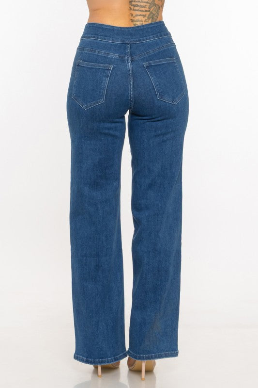P 818 - Double Button Wide Leg Jeans
