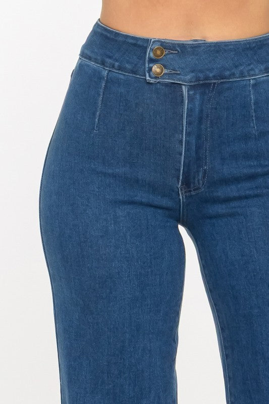 P 818 - Double Button Wide Leg Jeans