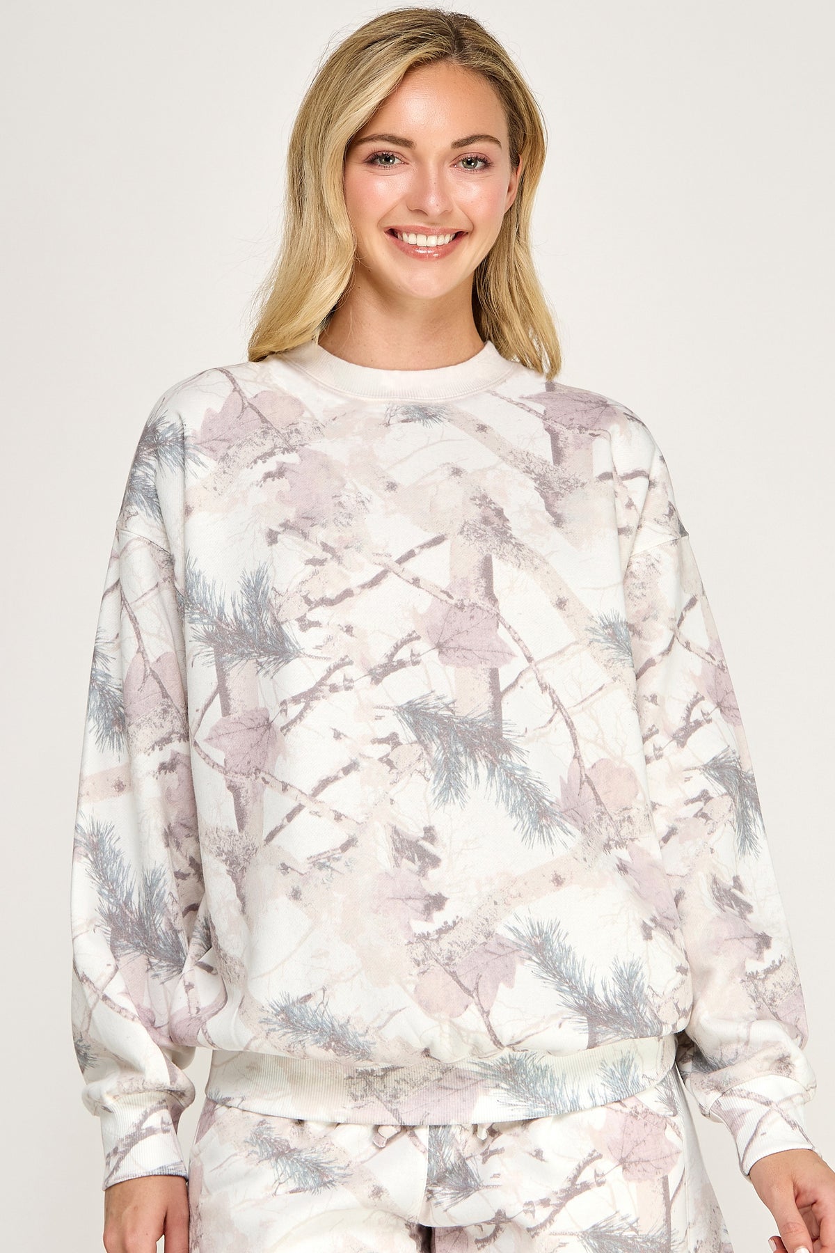 SWT 052 - Fleece Camo Crew Neck Sweatshirt