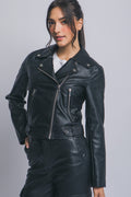 JCT 034 - Faux Leather Moto Jacket