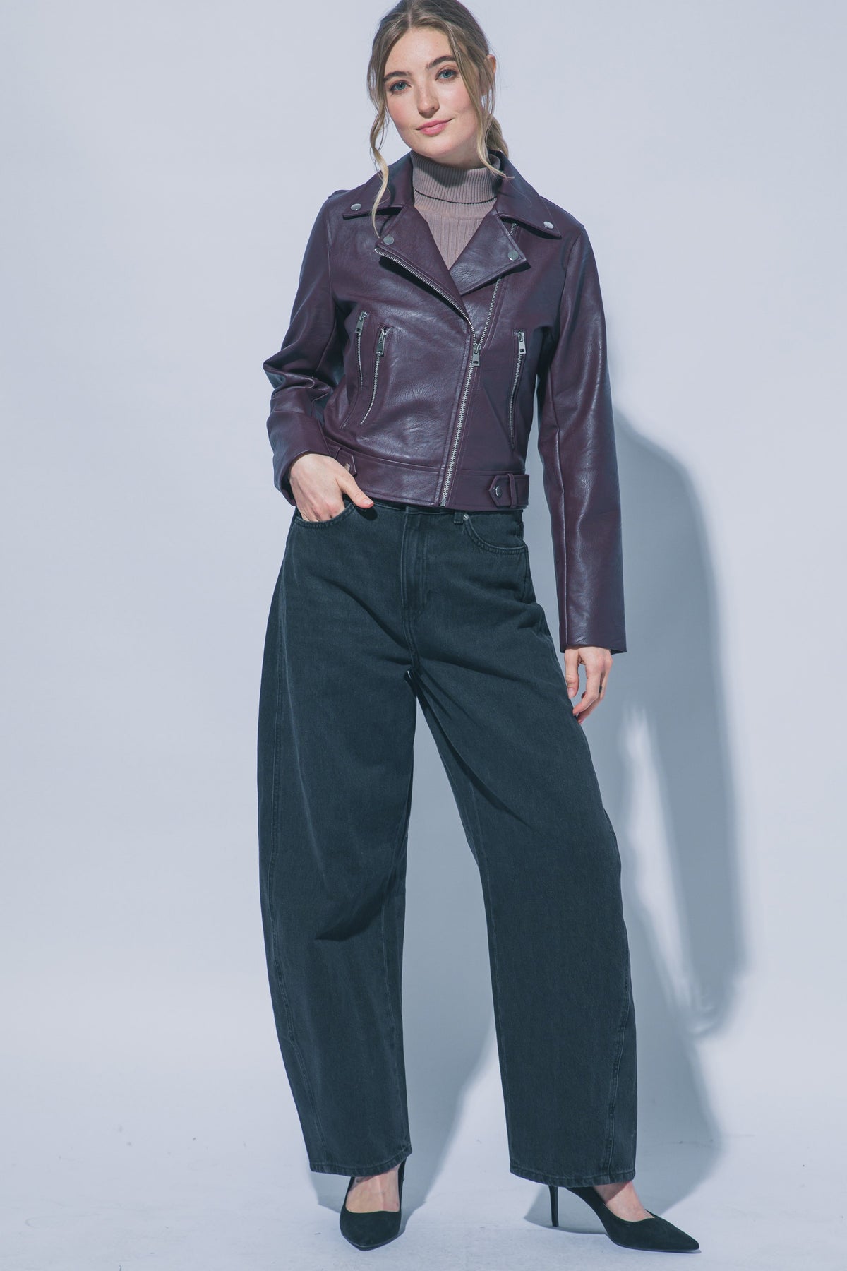 JCT 034 - Faux Leather Moto Jacket