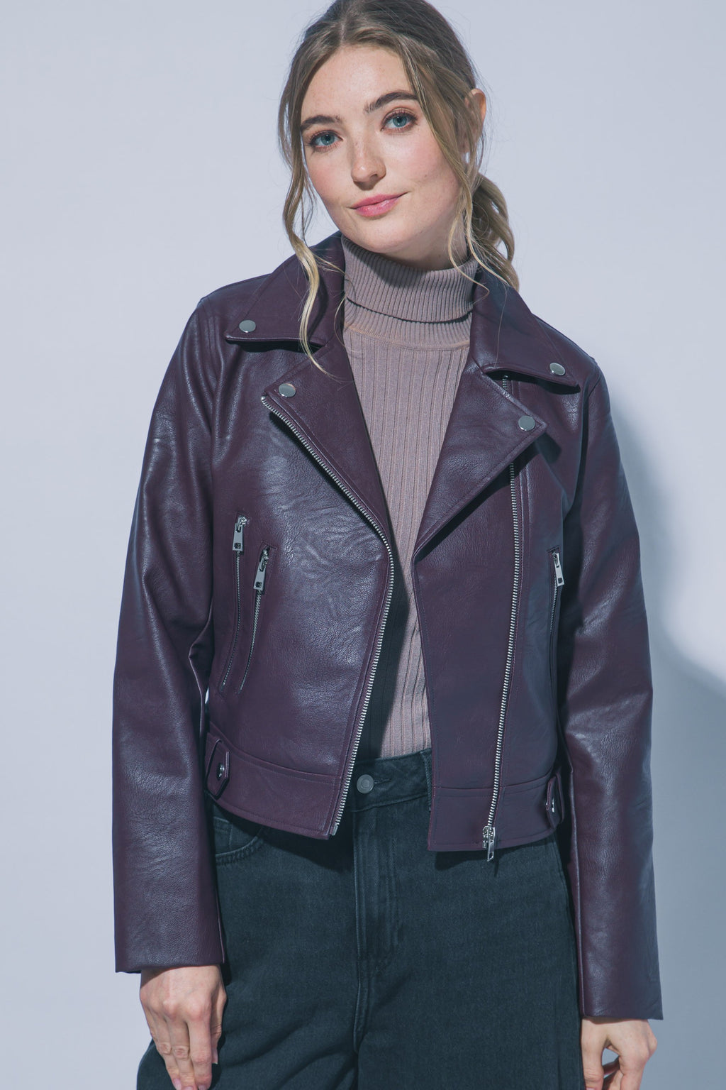 JCT 034 - Faux Leather Moto Jacket