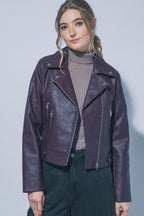 JCT 034 - Faux Leather Moto Jacket