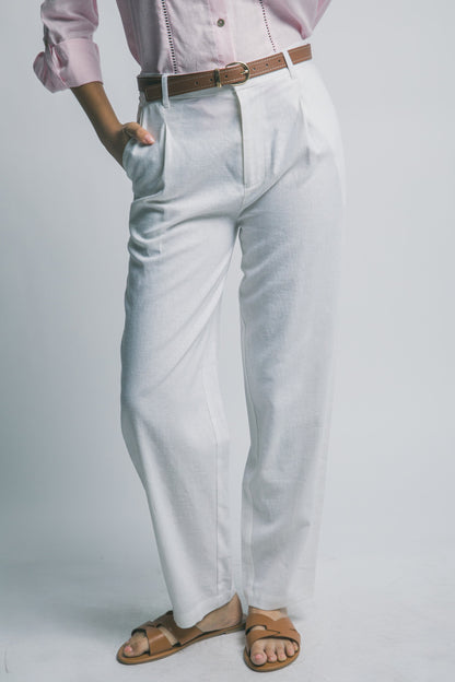 P 822 - High Waisted Linen Trousers