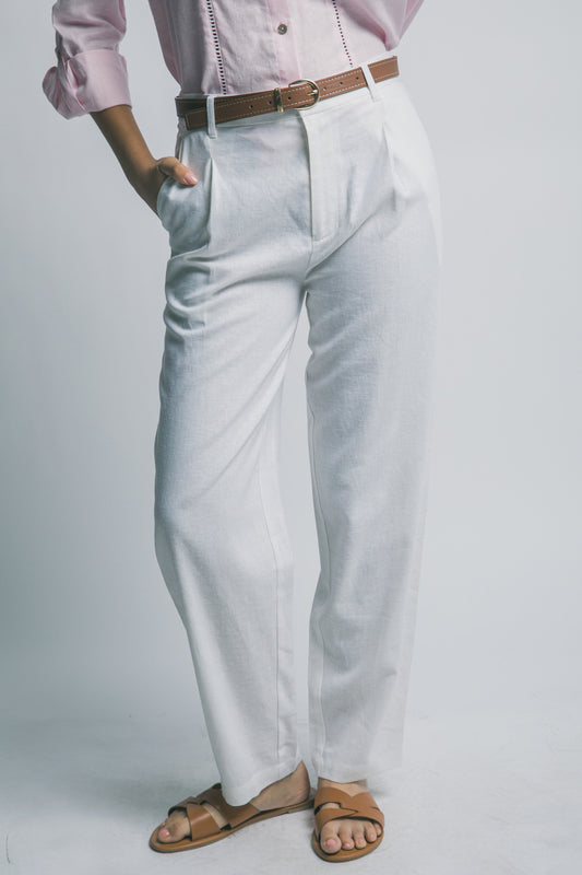 P 822 - High Waisted Linen Trousers