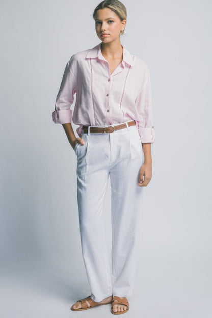 P 810 - High Waisted Linen Trousers