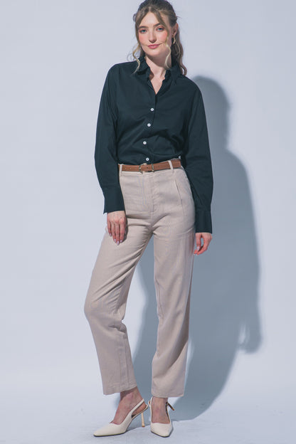 P 822 - High Waisted Linen Trousers