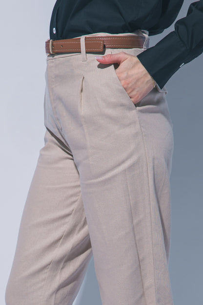 P 822 - High Waisted Linen Trousers