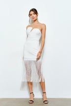 DD 1385 - Cutout Neckline Fringe Dress