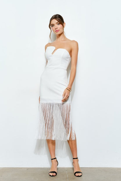 DD 1385 - Cutout Neckline Fringe Dress