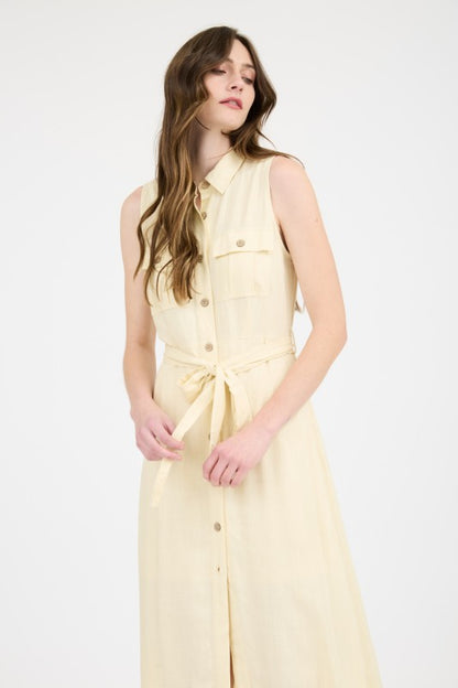 LD 617 - Collared Button Down Midi Dress