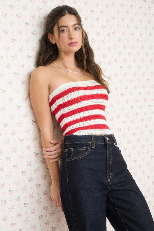 CT 2819 - Strapless Crochet Tube Top