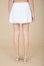 SKT 1029 - Lace Trim Mini Skirt