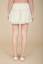 SKT 1029 - Lace Trim Mini Skirt