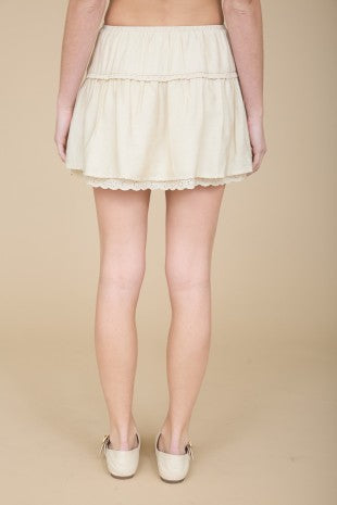 SKT 1029 - Lace Trim Mini Skirt