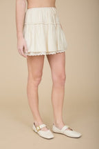 SKT 1029 - Lace Trim Mini Skirt