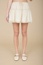 SKT 1029 - Lace Trim Mini Skirt