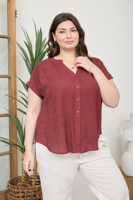 PS 017 - Short Cuff Sleeve Pinstripe Shirt