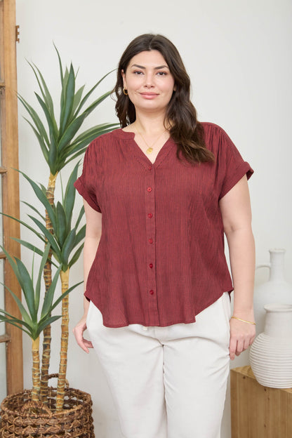 PS 017 - Short Cuff Sleeve Pinstripe Shirt