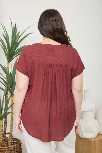 PS 017 - Short Cuff Sleeve Pinstripe Shirt