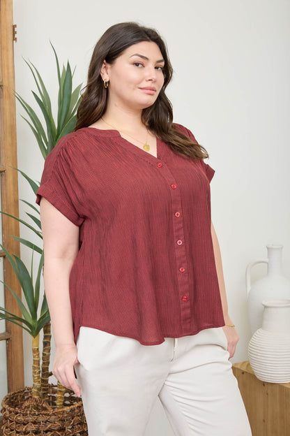 PS 017 - Short Cuff Sleeve Pinstripe Shirt