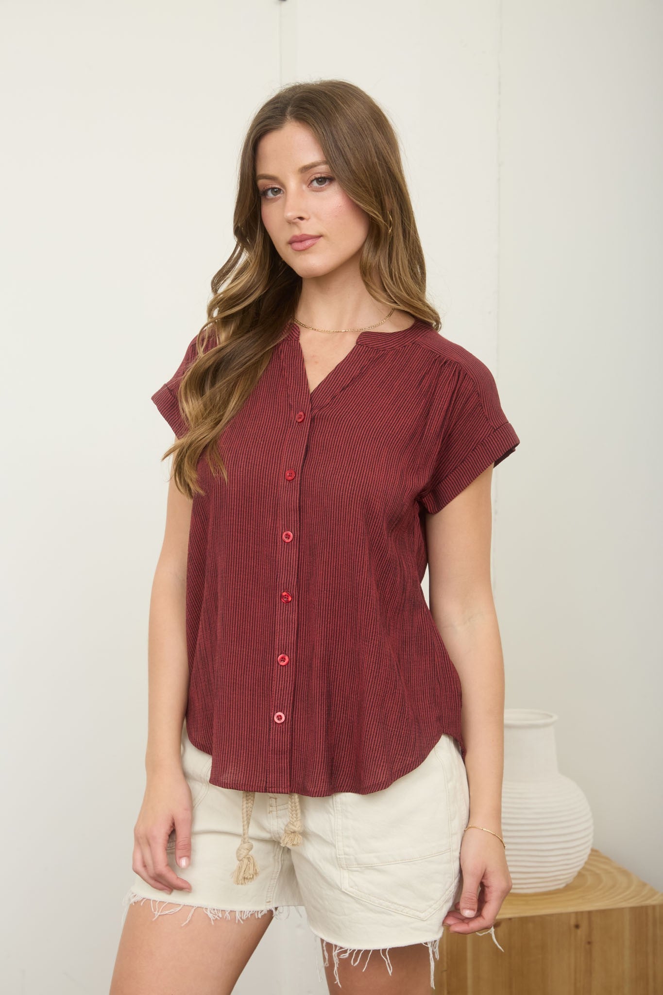 CT 2860 - Cuff Sleeve Button Down Shirt