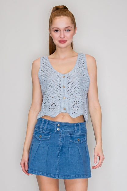 DT 1915 - Crocheted Yarn Sweater Top