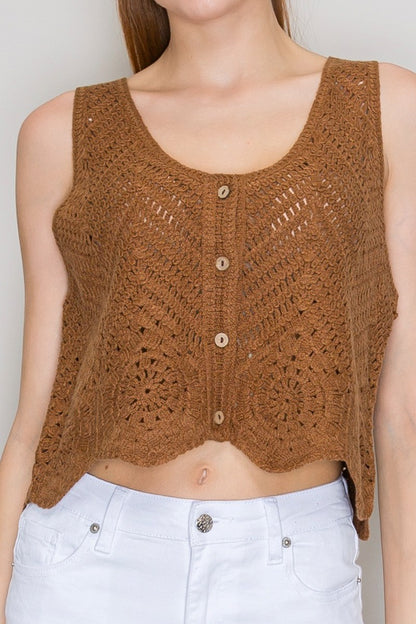 DT 1915 - Crocheted Yarn Sweater Top
