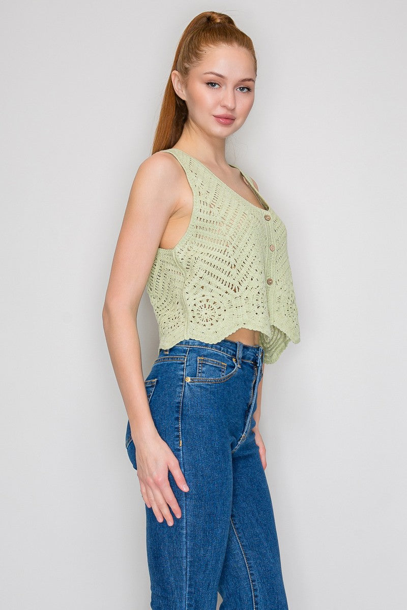 DT 1915 - Crocheted Yarn Sweater Top