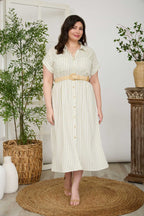 PS 012 - Short Sleeve Belted Midi Dress