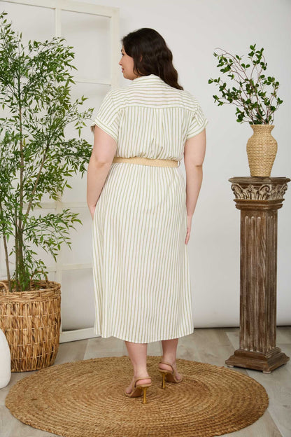 PS 012 - Short Sleeve Belted Midi Dress