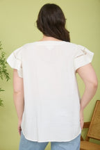 PS 008 - Lace Trim Split Neck Top