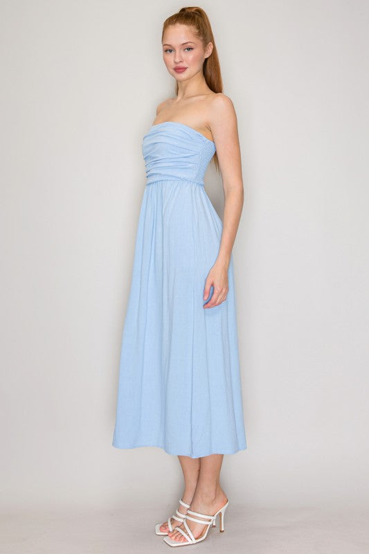 DD 1382 - Pocketed Empire Waist Midi Dress