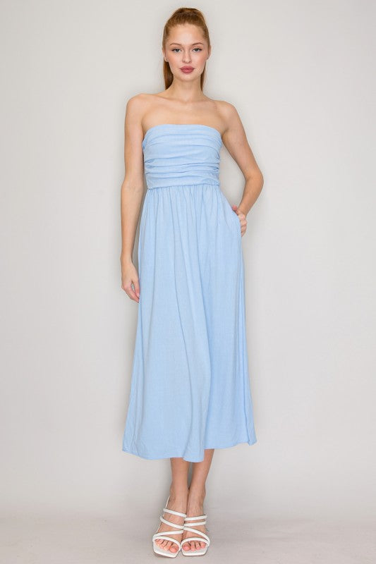 DD 1382 - Pocketed Empire Waist Midi Dress