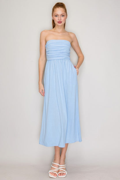 DD 1382 - Pocketed Empire Waist Midi Dress
