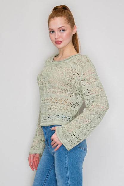 CT 2808 - Crochet Long Sleeve Top