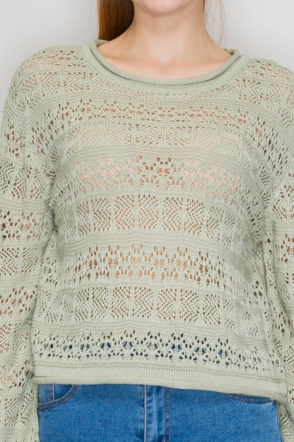 CT 2808 - Crochet Long Sleeve Top
