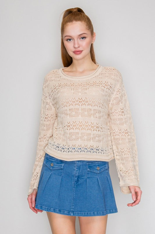 CT 2808 - Crochet Long Sleeve Top